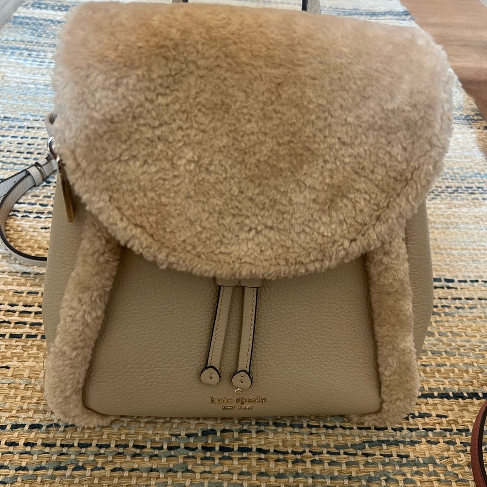 Kate Spade Tan Shearling Backpack